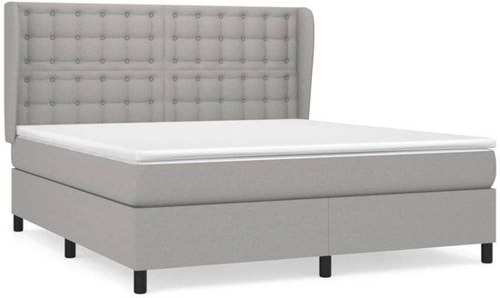 vidaXL Boxspring met matras stof lichtgrijs 160x200 cm