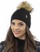 Vivisence Dames Wintermuts - Zwarte Acrylbrei Met Pompom Van Imitatiebont