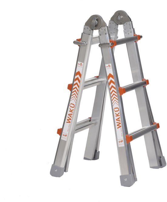 Little Jumbo Waku Telescopische Vouwladder - 4x3 Sporten - 3.10m Werkhoogte