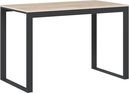 VidaXL Computerbureau 110x60x73 cm spaanplaat zwart en eikenkleurig