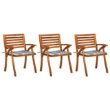 vidaXL Tuinstoelen 3 stuks met kussens massief acaciahout