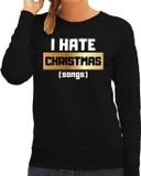 Bellatio Decorations Shoppartners Bv Foute Kersttrui / sweater - I hate Christmas songs - Haat aan kerstmuziek / kerstliedjes - zwart voor dames - kerstkleding / kerst outfit 2XL