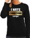 Bellatio Decorations Shoppartners Bv Foute Kersttrui / sweater - I hate Christmas songs - Haat aan kerstmuziek / kerstliedjes - zwart voor dames - kerstkleding / kerst outfit 2XL