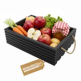 BOGATECO Houten kist Zwart 50x35x14 cm