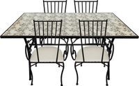 AXI Leonie 5-delige Mozaïek Bistroset Romantische roos - Metalen frame met keramische tegel – Tuin set 4 stoelen en tafel