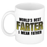 Bellatio Decorations vaderdag cadeau mok - wit - 300 ml - worlds best farter - Cadeau mokken