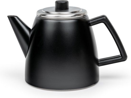Bredemeijer Theepot dubbelwandig Odense - 1,1 liter - Mat zwart - Met theezeef