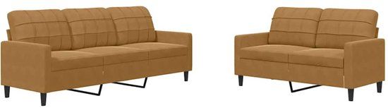 vidaXL 2-delige Loungeset met kussens fluweel bruin