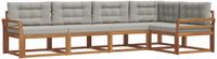 vidaXL Hoek loungeset 5-delig Naturel en lichtgrijs Acacia hout