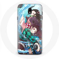 Maniacase Hoesje voor Samsung Galaxy J3 2017 Tanjiro en Nezuko Demon Slayer Kimetsu no Yaiba Anime