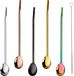 Paille cuillère en acier inoxydable - Réutilisable - Comprend 1 brosse de nettoyage pour smoothies, cocktails et boissons - 5 pièces (ovale)