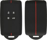 kwmobile siliconen autosleutel hoesje geschikt voor Renault 4-knops Smartkey autosleutel (alleen Keyless Go)- Met sleutelhanger oog - Hoesje met honingraat ontwerp in zwart / rood