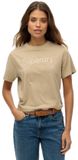 Superdry Core Boxy T-shirt met losse pasvorm en borduursel - Dames - T-shirts - Katoen - Korte mouw - Ronde hals - Effen - Feather Grey