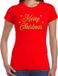 Bellatio Decorations Foute Kersttrui t-shirt - Merry Christmas - goud / glitter - rood - dames - kerstkleding / kerst outfit L