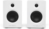 Victrola Tempo Bluetooth-boekenplankluidsprekers – Kamervullend Hi-Fi-geluid, Auracast multi-speaker streaming, Bluetooth-connectiviteit, USB-C- en draaitafelingangen, subwooferuitgang (Paar, Wit)