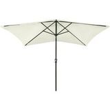 Parasol de jardin avec LED et mât en acier sable 2x3 m