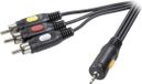 SpeaKa Professional Jackplug / Composite cinch AV Aansluitkabel [1x Jackplug male 2,5 mm - 3x Cinch-stekker] 2.50 m Zwart