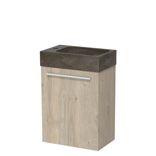 Maxaro Toiletmeubel met Wastafel Natuursteen Modulo Lichtgrijs Eiken 40 cm