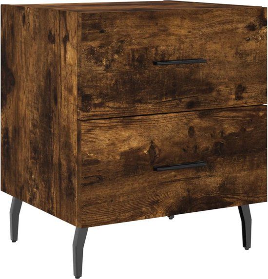 vidaXL Nachtkastje 40x35x47,5 cm bewerkt hout gerookt eikenkleurig