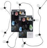 Home Deco Factory feestverlichting lichtsnoer - 2x - 10 LED lampen - gekleurd - color-changing - 450 cm - tuin feestlampjes - tuinverlichting