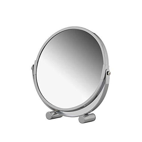 axentia Vergrotingsspiegel - cosmetische spiegel met 3-voudige vergroting - make-up spiegel verchroomd - vergrotingsspiegel rond ca. 17 cm Ø - scheerspiegel voor badkamer - badkamerspiegel van chroom