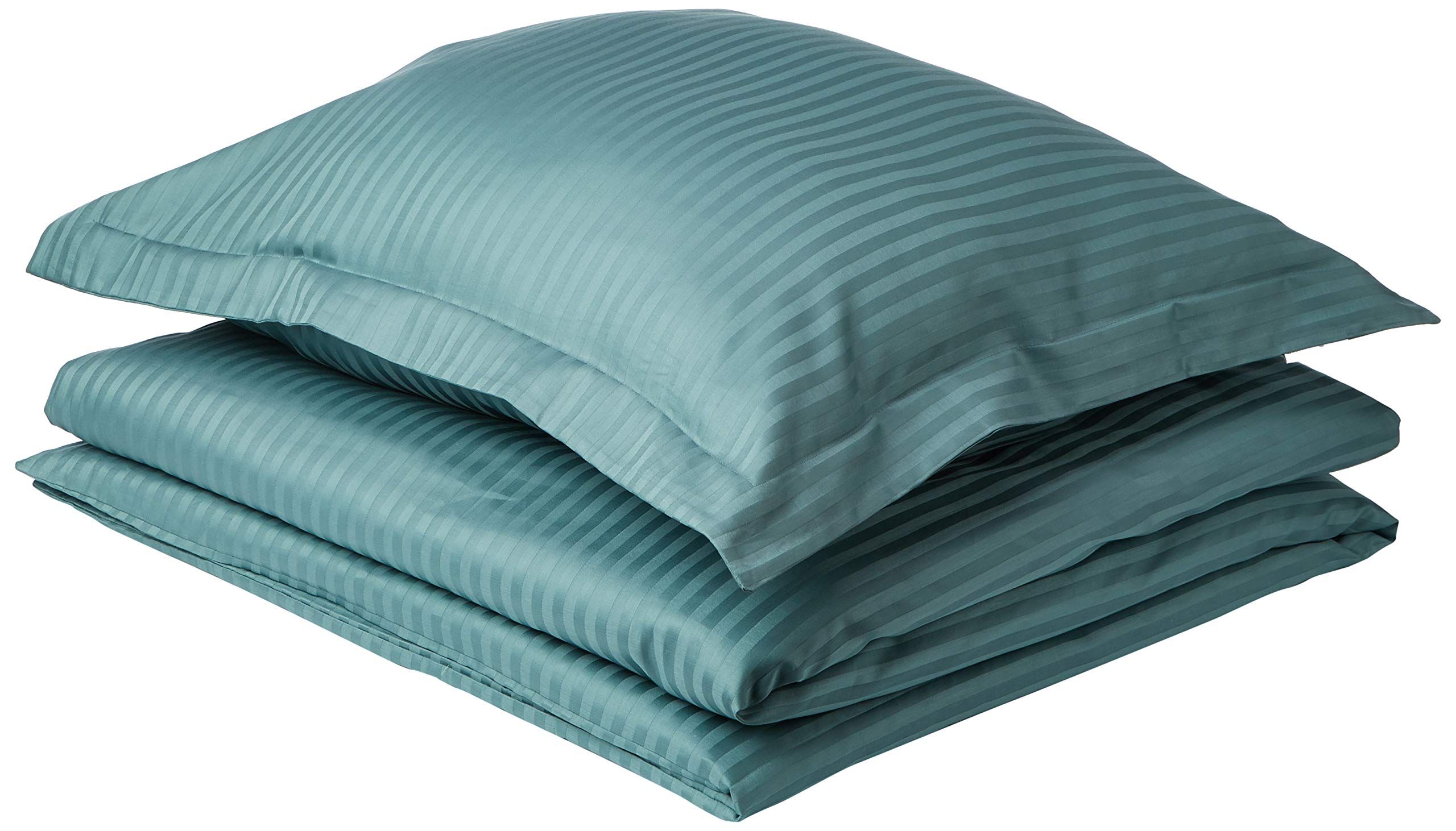 Heckett & Lane Stripe Dekbedovertrek - Eenpersoons - 140x200/220 cm - Mineral Green - Groen
