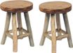 Mega Collections Tabouret / table d'appoint - 2x - bois de teck - brun clair - D30 x H42 cm