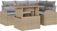 vidaXL Tuinbank Set Beige Poly-rattan