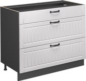 Vicco Keukenonderkast Fame-Line, Wit Landhuis/Antraciet, 100 cm zonder werkblad