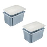 keeeper Opbergbak emil, stapelbaar door middel van omdraaien, incl. deksel emilia, 45 l, blauw (Nordic Blue), 2 stuks