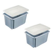 keeeper Opbergbak emil, stapelbaar door middel van omdraaien, incl. deksel emilia, 45 l, blauw (Nordic Blue), 2 stuks