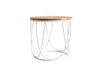LACE Table d'appoint ronde bois clair chêne et métal blanc