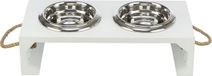 Trixie Be Nordic Voerbak/Waterbak Set - Hout/RVS - Wit - 2x900 ML