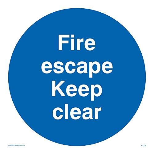 Viking Signs Viking Signs MA226-S15-1M "Fire Escape Keep Clear" Sign, 1 mm Plastic Semi-Rigid, 150 mm H x 150 mm W