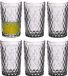 Vivalto Drinkglazen/waterglazen Diamonds - tumblers - grijs glas - set 6x stuks - 370 ml