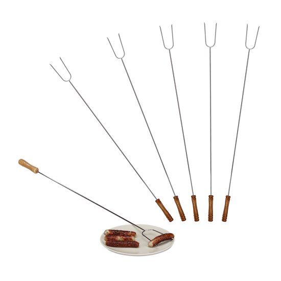 Relaxdays BBQ spies - 6 stuks - vleespen - grillspiesen - barbecue vleesspies - edelstaal