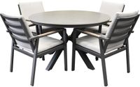 AVH-Collectie Lola Samantha dining tuinset 120xH75 cm rond 5 delig antraciet keramisch blad