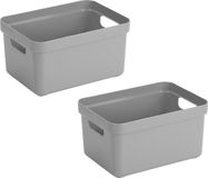 Bellatio Decorations Sunware Opbergbox Sigma - 10 stuks - Grijs - Kunststof - 5 liter