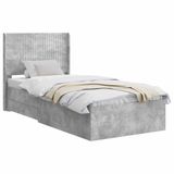 vidaXL Bedframe met opbergruimte en hoofdbord Betongrijs 90 x 190 cm