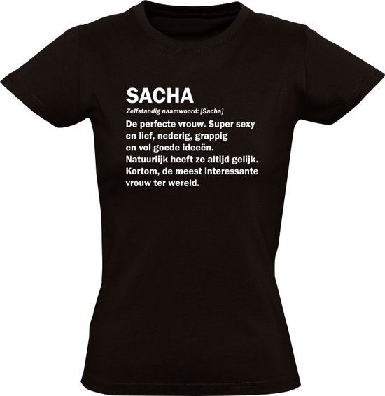 Sacha Grappig Dames T-shirt Zwart - Maat L