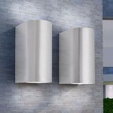 vidaXL LED wandlamp tuin op-/neerwaarts rond 2 st