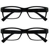 Leesbril The Reading Glasses Leesbril, 2 stuks, voor mannen, zwart, groot design, lezer, scharnieren, RR11-1 + 3,00