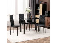 HOMCOM Table de salle à manger en verre avec 4 chaises noir cuisine