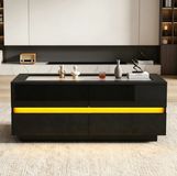 STILVORA Salontafel - Met 4 Lades En Led Verlichting - Voor Woonkamer Met Gehard Glas En Hoogglans - Spaanplaat - 100x50x40 Cm - Zwart