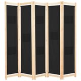 VidaXL Kamerscherm met 5 panelen 200x170x4 cm stof zwart