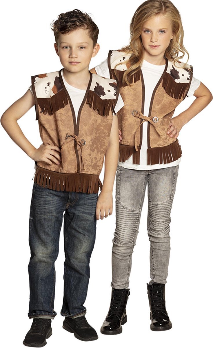 Boland Lichtbruin western gilet voor kinderen - 140/152 (10-12 jaar) - Kinderkostuums