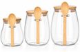 Bocaux - Hermétique - Set de 3 pièces - Fabriqué en verre borosilicaté - Parfait pour les épices et les aliments secs - Incluant des cuillères