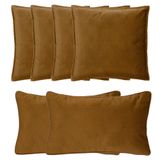 Atmosphera Bank/sierkussens Sophia - set 6x - Goud/bruin - polyester - met rits - In 2 formaten
