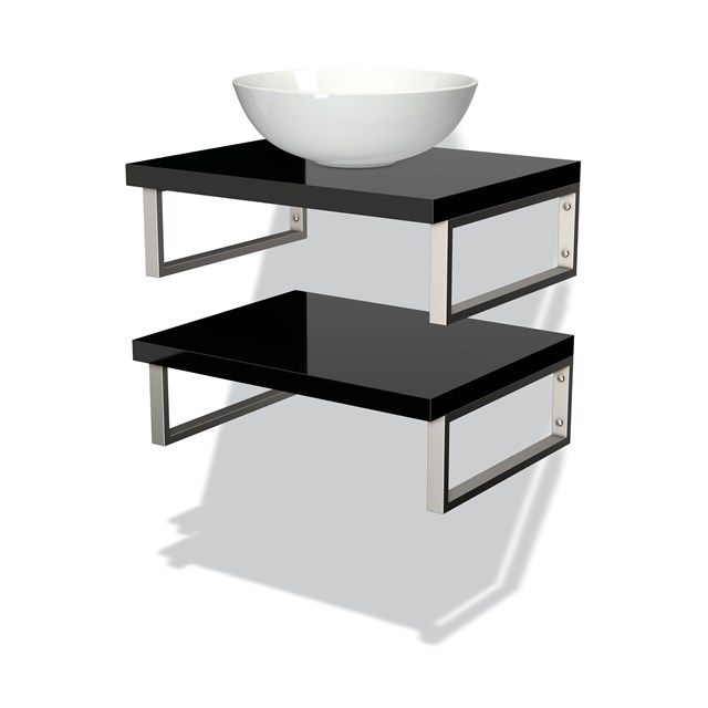 Maxaro Badkamermeubel Modulo Plato 60 cm Hoogglans Zwart 2 Wastafelbladen