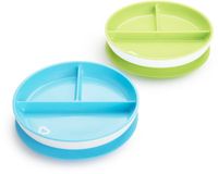 Munchkin Bordjes met Zuignap - Anti-Slip - Vaatwasser- en Magnetronbestendig - Per 2 Stuks - Vanaf 6 Maanden - Blauw/Groen